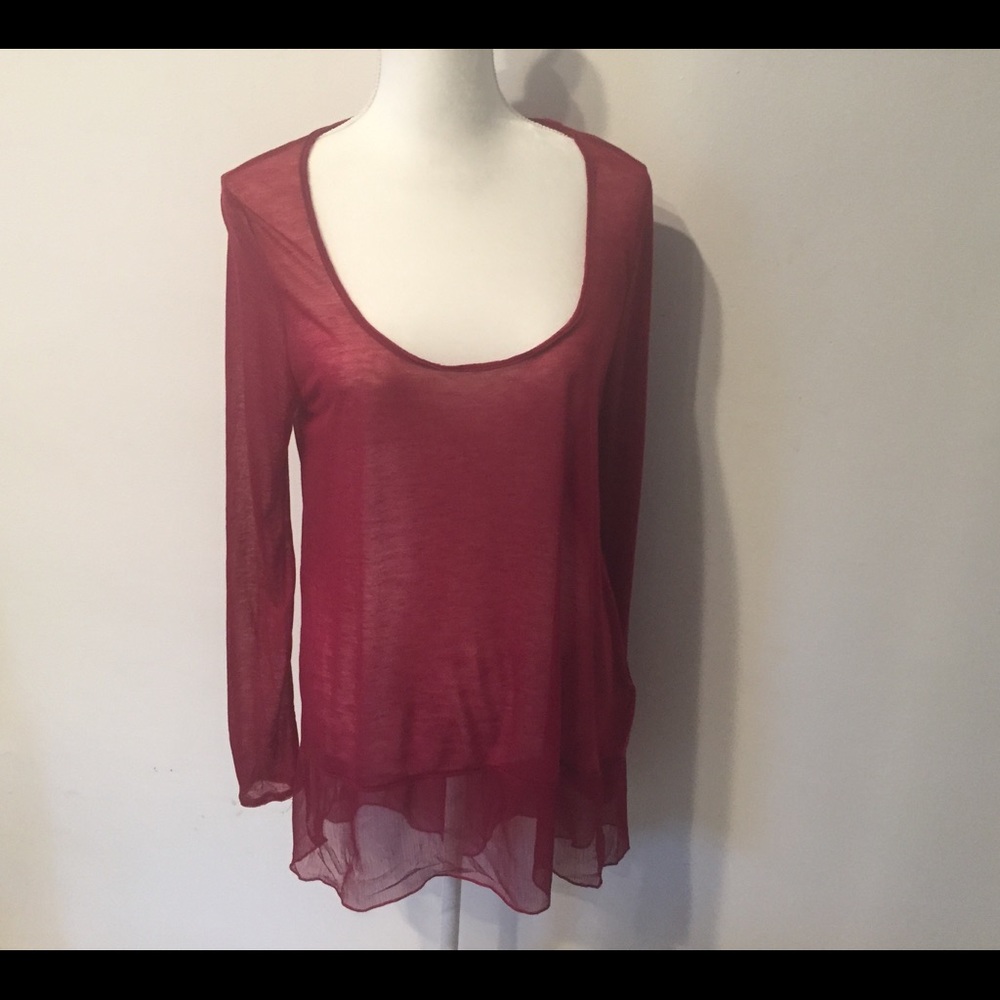 FREE PEOPLE Berry Long Sleeve Layering Shirt Mesh